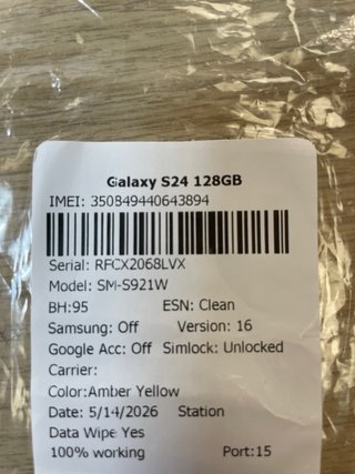 Samsung Galaxy S24 128GB Amarillo Batería 95%