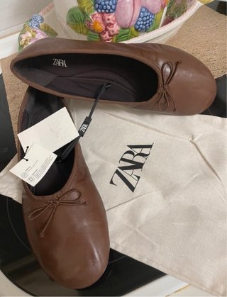 Bailarinas PIEL Marrón ZARA T.39 NUEVAS
