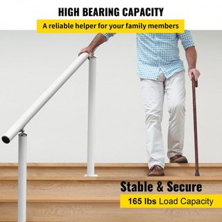 Pasamanos para Escaleras Exteriores, 4 pies, Pasamanos Exterior Blanco de 34 Pulgadas, Barandilla Ajustable de 0 a 60 Grados para Escaleras Exteriores, Barandilla de Aluminio Blanco para Jardín