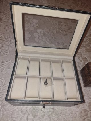 Organizador de Relojes Negro y Beige