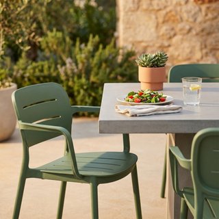 Sedia Impilabile Esterno con Braccioli Verde Oliva