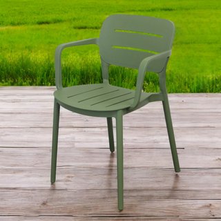 Sedia Impilabile Esterno con Braccioli Verde Oliva