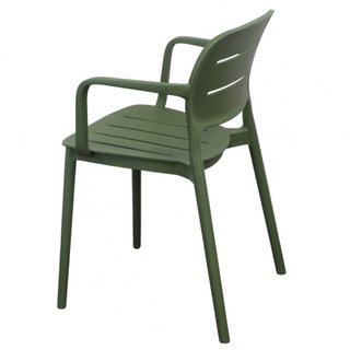 Sedia Impilabile Esterno con Braccioli Verde Oliva