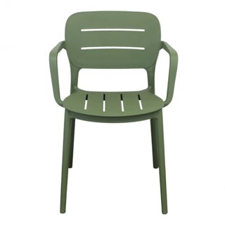 Sedia Impilabile Esterno con Braccioli Verde Oliva