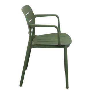 Sedia Impilabile Esterno con Braccioli Verde Oliva