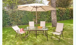 Conjunto Terraza Mesa Cristal y 4 Sillas