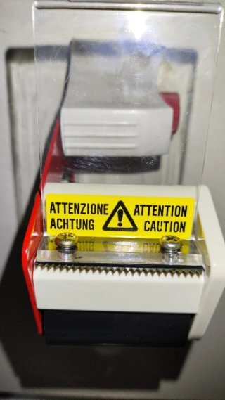 Dispensador cinta embalaje rojo y blanco