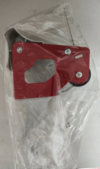 Dispensador cinta embalaje rojo y blanco