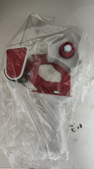 Dispensador cinta embalaje rojo y blanco