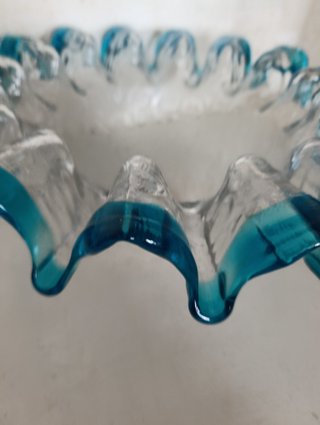 Grande Tulipano in Cristallo di Murano Mazzega Bordo Blu