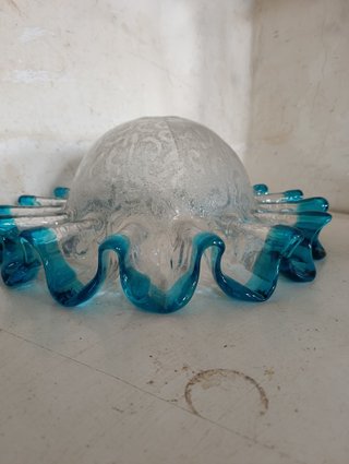 Grande Tulipano in Cristallo di Murano Mazzega Bordo Blu