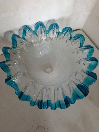 Grande Tulipano in Cristallo di Murano Mazzega Bordo Blu