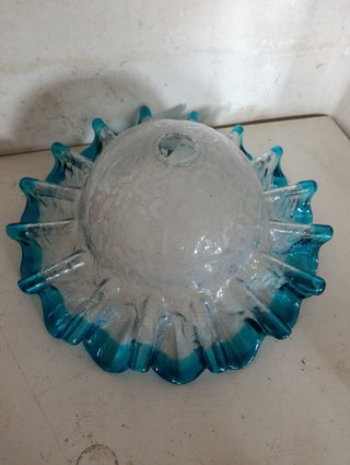 Grande Tulipano in Cristallo di Murano Mazzega Bordo Blu