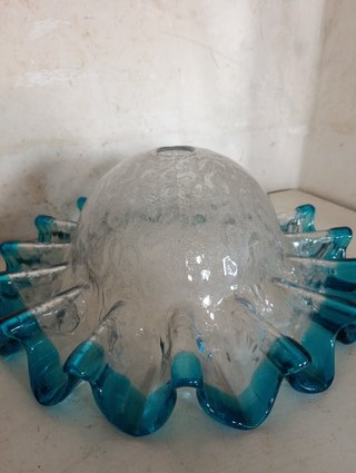 Grande Tulipano in Cristallo di Murano Mazzega Bordo Blu