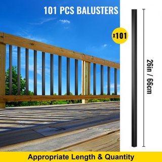 Balustres de Deck, Paquete de 101 Espigones de Metal, Balustre de Escalera de 26"x0.75" con Tornillos, Barandilla de Aleación de Aluminio para Deck de Madera y Compuesto, Balustre Cuadrado para Es...