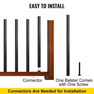 Balustres de Deck, Paquete de 101 Espigones de Metal, Balustre de Escalera de 26"x0.75" con Tornillos, Barandilla de Aleación de Aluminio para Deck de Madera y Compuesto, Balustre Cuadrado para Es...