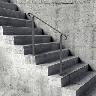 Pasamanos de Hierro Forjado, Adecuado para 2 o 3 Escalones Barandilla de Escalera Exterior, Pasamanos Ajustable para Porche Frontal, Barandillas Negras Transicionales para Escaleras de Concreto o ...