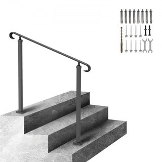 Pasamanos de Hierro Forjado, Adecuado para 2 o 3 Escalones Barandilla de Escalera Exterior, Pasamanos Ajustable para Porche Frontal, Barandillas Negras Transicionales para Escaleras de Concreto o ...