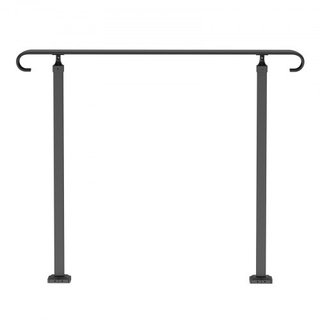 Pasamanos de Hierro Forjado, Adecuado para 2 o 3 Escalones Barandilla de Escalera Exterior, Pasamanos Ajustable para Porche Frontal, Barandillas Negras Transicionales para Escaleras de Concreto o ...