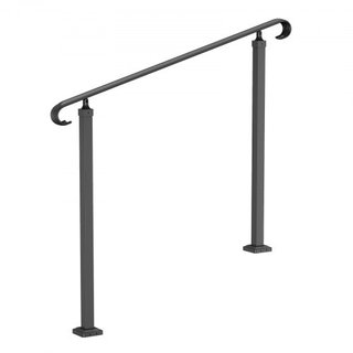 Pasamanos de Hierro Forjado, Adecuado para 2 o 3 Escalones Barandilla de Escalera Exterior, Pasamanos Ajustable para Porche Frontal, Barandillas Negras Transicionales para Escaleras de Concreto o ...