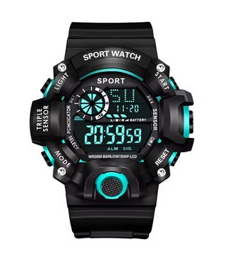 Reloj Deportivo Táctico Digital Negro/Azul