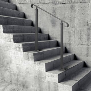 Pasamanos de Hierro Forjado, Adecuado para 1 o 2 Pasos Barandilla de Escalera Exterior, Pasamanos Ajustable para Porche Frontal, Barandillas Negras Transicionales para Escaleras de Concreto o de M...