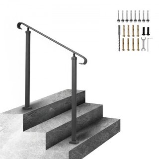 Pasamanos de Hierro Forjado, Adecuado para 1 o 2 Pasos Barandilla de Escalera Exterior, Pasamanos Ajustable para Porche Frontal, Barandillas Negras Transicionales para Escaleras de Concreto o de M...