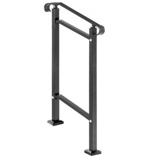 Pasamanos de Hierro Forjado, Adecuado para 1 o 2 Pasos Barandilla de Escalera Exterior, Pasamanos Ajustable para Porche Frontal, Barandillas Negras Transicionales para Escaleras de Concreto o de M...