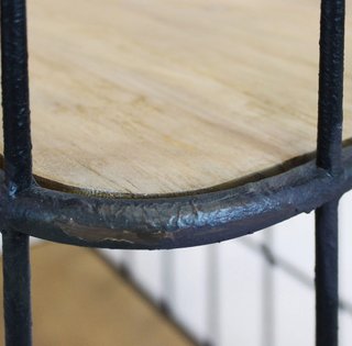 Scaffale con Ruote in Metallo 4 Ripiani in Legno