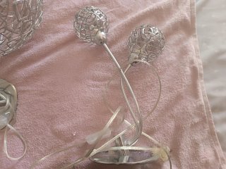 Juego lámparas techo y mesita plata