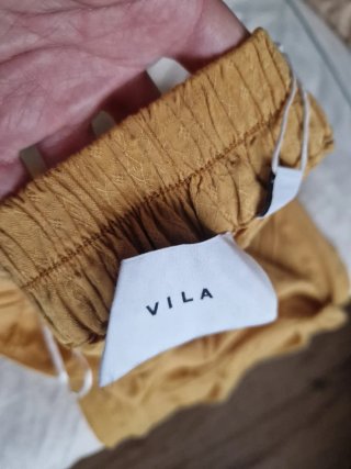 Pantalón ancho viscosa amarillo talla única