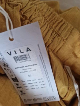 Pantalón ancho viscosa amarillo talla única
