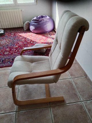 Sillón relax Ikea tela y madera