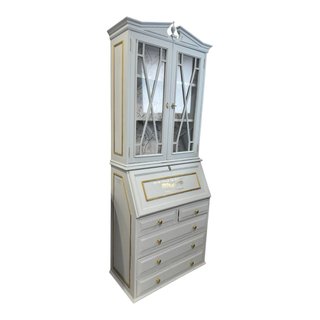 Escritorio Vitrina Renovado celeste y Dorado