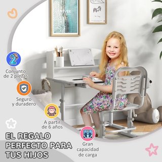 Pupitre infantil con silla y estantería