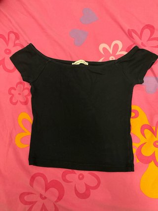 Top Negro y blanc Hombros Descubiertos Pull&Bear M