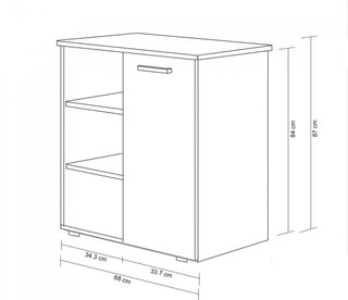 Mobiletto Ingresso 1 Anta 3 Vani Bianco 68x35x87cm