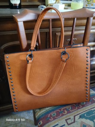 Bolso de mano mujer cuadros marrones