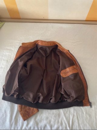 Chaqueta Cuero Vintage Marrón