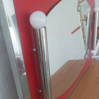Espejo Baño Vintage Rojo y Plata