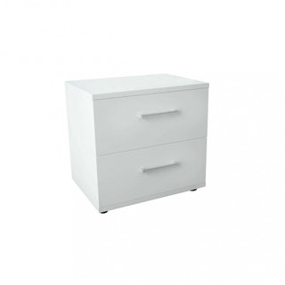 Comodino 2 Cassetti Comò Bianco 45x33x40cm Legno