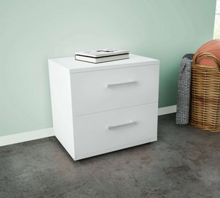 Comodino 2 Cassetti Comò Bianco 45x33x40cm Legno