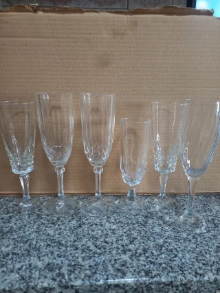 Conjunto 6 Copos Champanhe Antigos