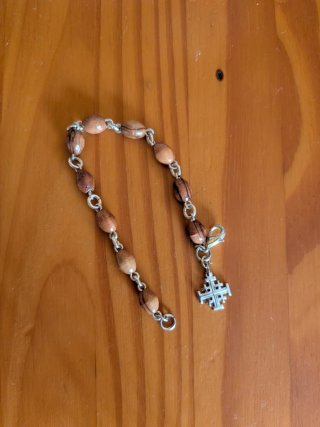 Pulsera Cruz Jerusalén Madera y Plata