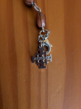 Pulsera Cruz Jerusalén Madera y Plata
