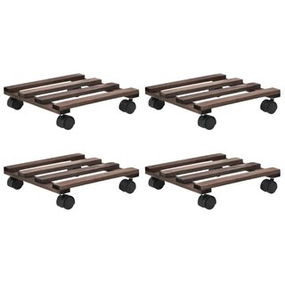 Pedane con Ruote per Piante 4 pezzi in Legno di Cedro 25x25
