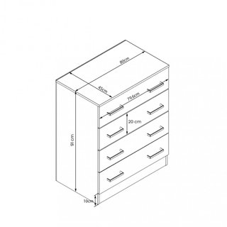 Cassettiera 4 Cassetti Bianca 80x45x93cm Moderna