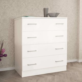 Cassettiera 4 Cassetti Bianca 80x45x93cm Moderna