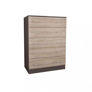 Cassettiera 5 Cassetti Grigio Scuro e Olmo 80x45cm