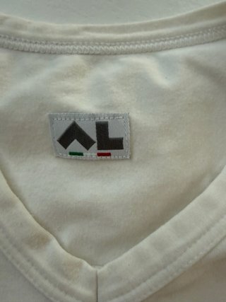 T-shirt Anni Luce V con logo strass e in perline